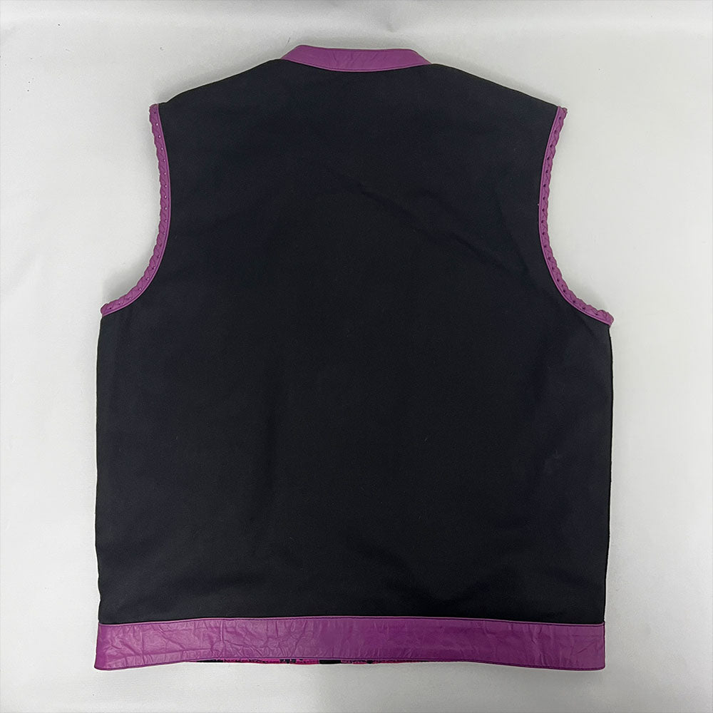 Hybrid Vest Black Denim with Purple Leather Accents - Size 2X (50)