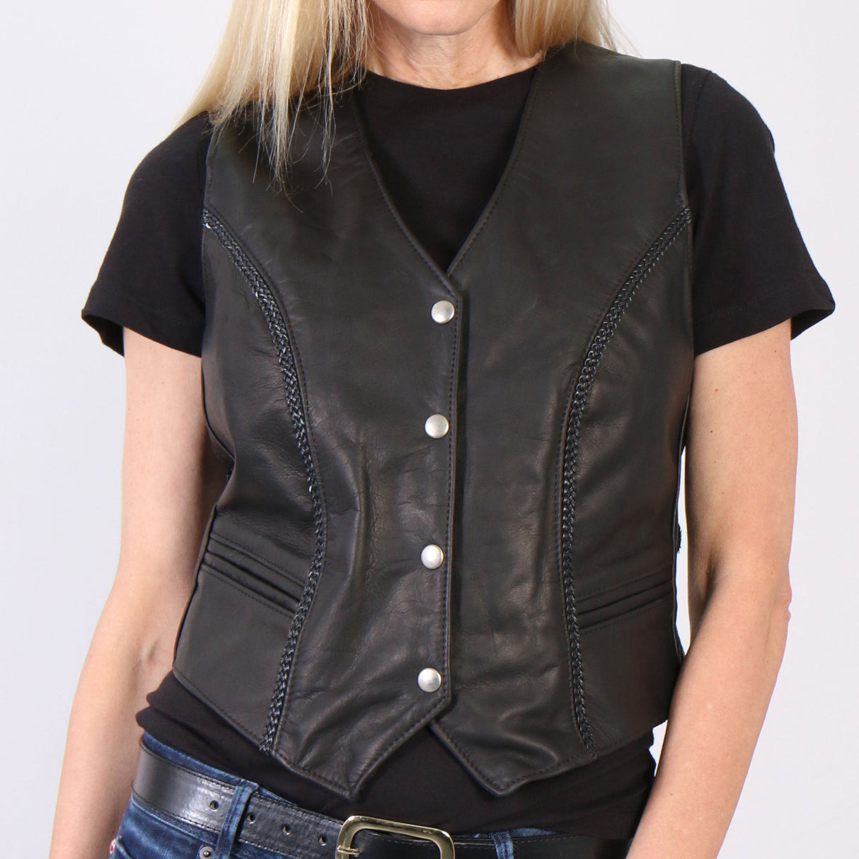 Made in the USA - Hot Leathers VSL5001 Ladies Braided Leather Motorcycle Vest