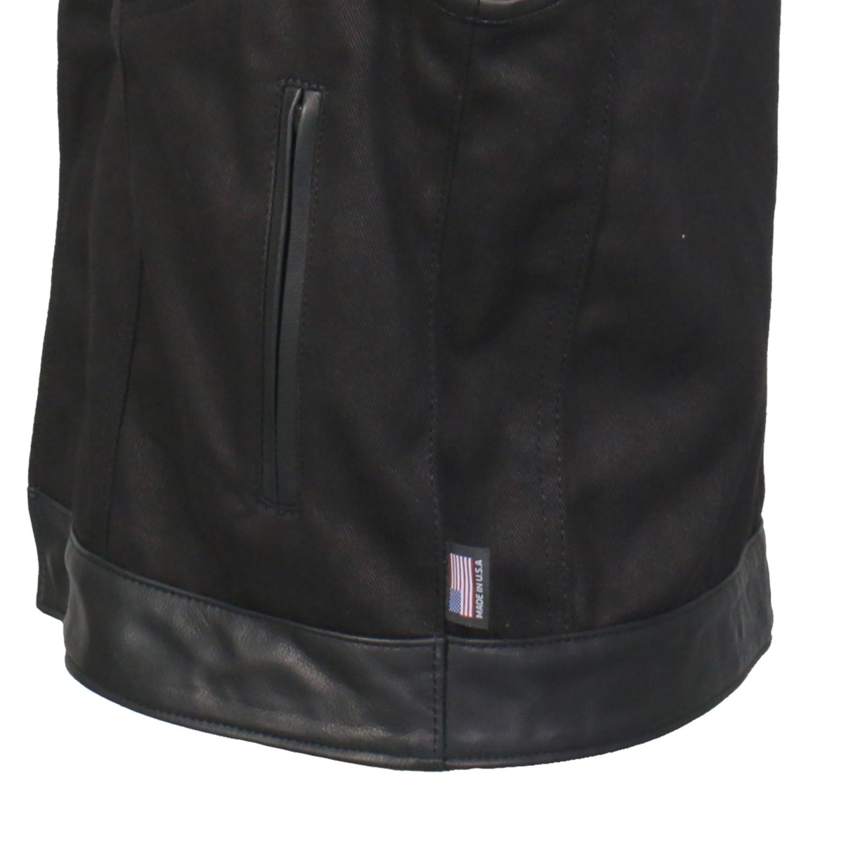 Made in the USA - Hot Leathers VSM5101 Men's Denim and Leather Vest with Red Lining