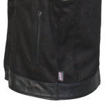 Made in the USA - Hot Leathers VSM5101 Men's Denim and Leather Vest with Red Lining