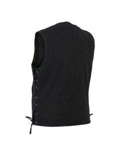 Black Denim V-Neck Vest with Side Laces - DM905BK