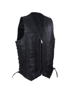 10 Pocket Western Style Motorcycle Vest with Zipper Front