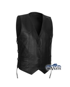 Traditional V-Neck Vest with Side Laces and Concealed Carry Pockets