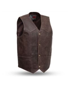 Brown V Neck Premium Naked Cowhide Vest