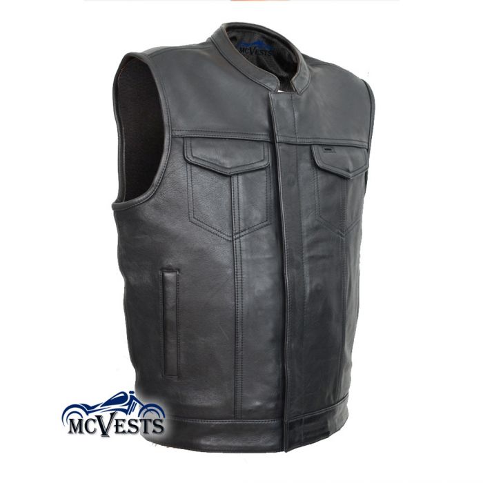 Real Cowhide Classic Cut-Off Leather Vest Waistcoat Motorbike Sons of Anarchy Style 